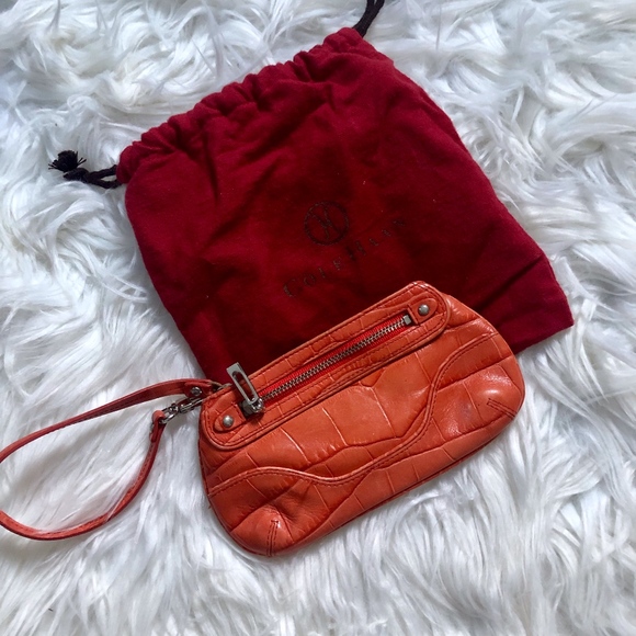 { Cole Haan } Orange Leather Wristlet - Picture 1 of 5